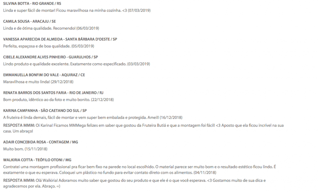 O que os clientes falam sobre a Fruteira Butiá!